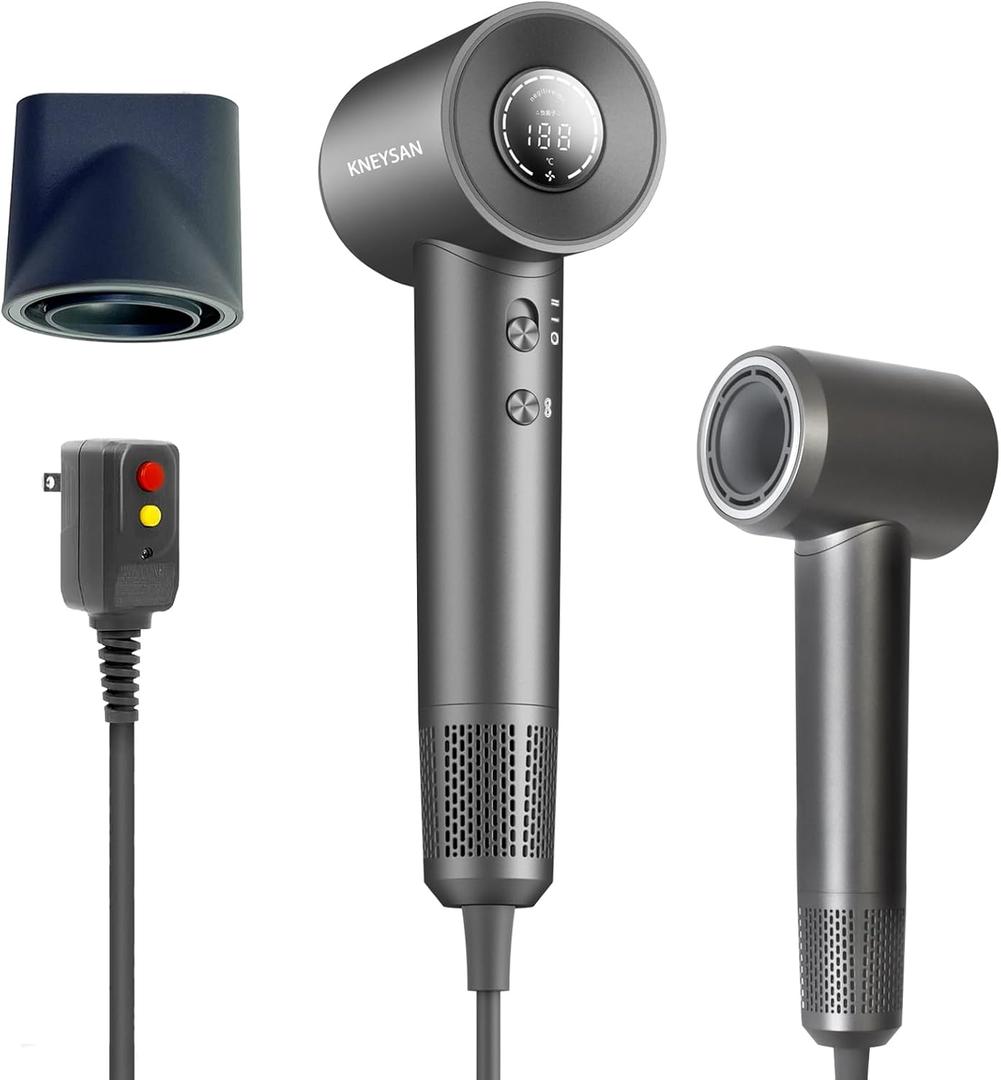 High Speed Hair Dryer,Low Noise Negative Ionic Hairdryer for Woman,110000RPM Professional Blow Dryer Brushless Motor for Fast Drying with ALCI Safety Plug,4 Heating/2 Speed for Salon&Home (Dark Gray)