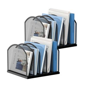 Gawerk 5Section Vertical Desktop Organizer, 5Section Mesh File Folder Stand Sorter for Office Home Classroom Organization (2, Black)