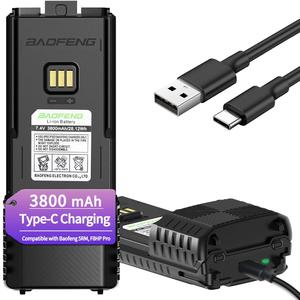 BAOFENG BF-F8HP PRO AR-5RM Battery Rechargeable 3800mAh Extended Battery Compatible with UV-5G Plus,UV-5RH PRO GPS,5RM,GM-5RH GMRS USB-C Charger for Ham Radio Handheld Walkie Talkies Accessories
