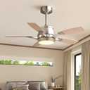 42" Ceiling Fan with Light, Modern Low Profile Ceiling Fan with Light, DC Reversible Motor, Smart APP & Remote Control, Whisper Quiet, Dimmable LED for Bedroom/Living Room (Nickel)