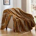Krifey Leopard Print Blanket, Faux Fur Throws for Bed, Soft Cozy Fuzzy Fluffy Thick Warm Plush Cheetah Print Blanket, Christmas Birthday Gifts for Mom Dad Women Men, Room Decor, 50x60in