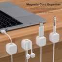 3 x 10 Pack Cord Organizer, Magnetic Cord Holder, Cable Clips for Desk, Adhesive Cable Management Wire Keeper for Nightstand, Home, Office, Desktop, Car, Wall (White)