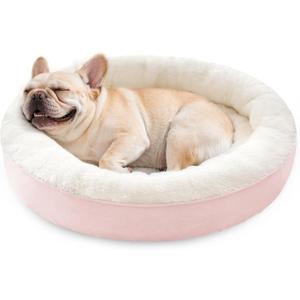 Love's cabin Round Donut Cat and Dog Cushion Bed, 30in Pet Bed for Medium or Large Dogs, Anti-Slip & Water-Resistant Bottom, Soft Durable Fabric Pet beds, Washable Calming Cat & Dog Bed Pink