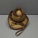 Men's Women's Straw Cowboy Hat Cowgirl Woven Sun Hat Western Cowboy Hat Two Decorative Bands