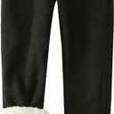 Gihuo Women's Winter Warm Fleece Pants Sherpa Lined Sweatpants Jogger Track Pants Athletic Active Lounge Pants (X-Large, Black)