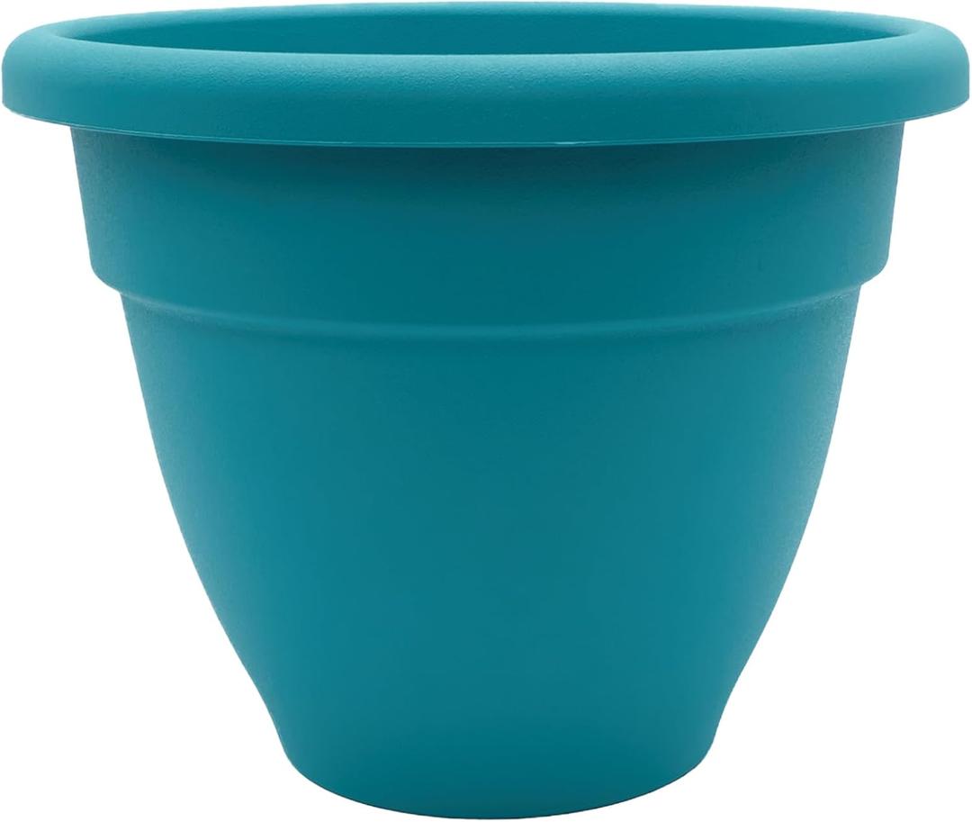 The HC Companies Caribbean Planter Pot - Outdoor & Indoor Plant Pot with Drainage Hole & Plug - Rolled Rim Plastic Pots for Plants & Flowers - Decorative Plant Pot (16" Dusty Teal, Pack of 1)