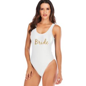 Elightvap Bride to Be Squad Women One Piece Swimsuits Letter Print Swimwear High Cut Monokini Bridesmaid Team Bathing Suits (XX-Large, White 3- Bride) Elightvap Bride to Be Squad Women One Piece Swimsuits Letter Print Swimwear High Cut Monokini Bridesmaid Team Bathing Suits (XX-Large, White 3- Bride)