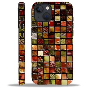 ZHEGAILIAN Case Compatible with iPhone 15,Red and Green Tile Chessboard Design Phone Case,Mixed Double-Layer Hard Shell+Soft Silicone TPU Shock Protective Cream