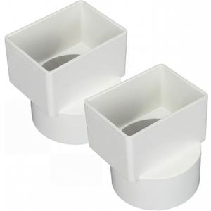 Sosation 2 Pcs 2"x3"x3" PVC Offset Downspout Drainage Adapter, Connects 2" X3" Downspout to 3" Round Sewer and Drain Pipe, Hub/spigot End, Universal Design to Fit All Types of 3" Round Drain Pipe Tile