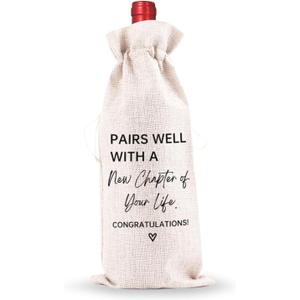 3 x New Job Gifts Liquor Gift Bag For Women Men Retirement Going Away Goodbye Liquor Bags For Liquor Bottles Gifts For Coworkers New Beginnings Funny Burlap Liquor Bags Friend Gifts Creamy White