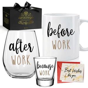 Before Work After Work Glass Funny Coworker Gifts for Women Men - Thank You Gift for Boss, Coworker, Manager, Teacher, Nurse, Leader, Employee - Unique Co Worker Gifts for Boss Day