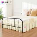 RIMELA Cream Yellow Bed Skirt Queen Size 18 Inch Drop Split Corners, Wrap Around Elastic Bedskirt, Dust Ruffle for Adjustable Bed Base Machine Washable Easy to Install Bed Skirts