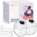 Nuliie Hands-Free Breast Pump, Wearable Breastfeeding Pump 4 Modes 9 Levels with 18/21/24MM Flange, Electric Breast Pump Portable, Replaced Pumping Accessories Included (2 Packs, WhiteSmoke) (2 Packs, Whitesmoke)