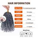 Pre-twisted Passion Twist Hair 10 Inch 8 packs Short Passion Twist Crochet Hair Pre-looped Crochet Braids for Women Gray Passion Twists Synthetic Curly Crochet Hair Extensions 1B/Gray