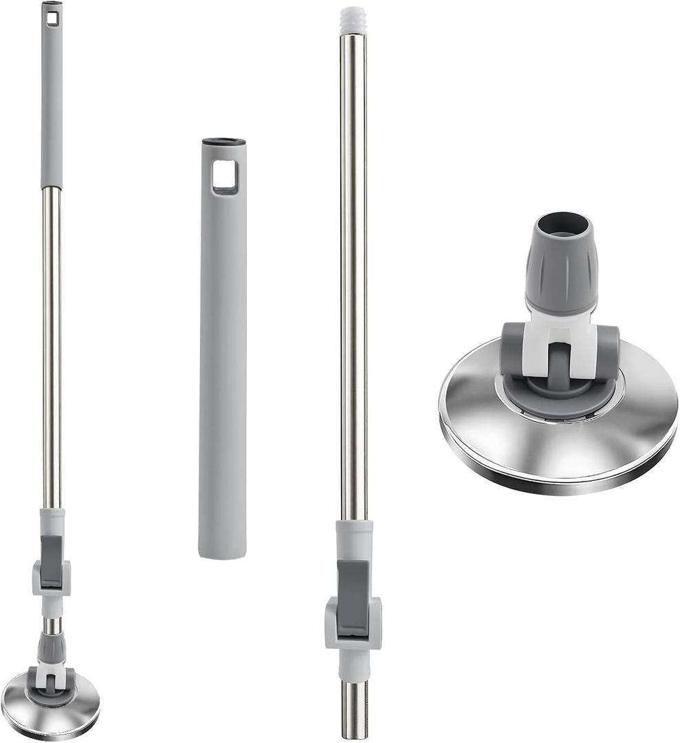 Spin Mop Replacement Handle 360 Rotation Adjustment 53.5-inch Telescopic Mop Replacement Pole Durable Stainless Steel Pad for Cleaning Various Household Surfaces