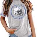 Football Shirt for Women Game Day Shirt Football Heart T-Shirt Sports Season Short Sleeve Tops (Small)