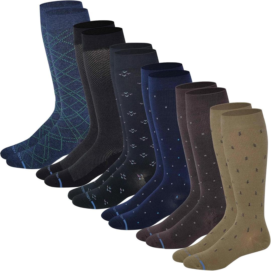 Dr. Motion Men's Knee High Compression Socks 8-15 mmHg ( 6 Pairs Pack ) (10-13)