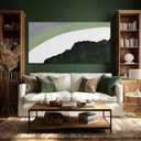GAIDUOMAI Green Wall Decor Minimalist Wall Art Abstract Art Wall Decor White Painting on Canvas Line Art for Bedroom Dining Room Home 24x48 Inch Ready to Hang