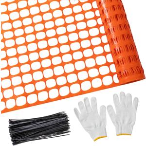 Plastic Mesh Fence Safety Fence, 4'x100' Roll with 100 Zip Ties, Resuable Temporary Netting for Garden Fencing, Construction, Snow Fencing, Animal Barrier, Poultry, Deer, Patio, Orange (8.73 lb/roll)
