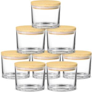 SUPMIND 12oz Candle Jars for Making Candles, 8 Pack Large Clear Glass Empty Candle Jars with Bamboo Lids, Wide Mouth Candle Container Bulk, Ideal for Candle Business