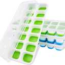 Ice Cube Trays, Silicone Easy-Release and Flexible 14-Ice Trays with Spill-Resistant Removable Lid, BPA Free, Durable and Dishwasher Safe, 4 Pack