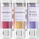 Shower Soap Dispenser Wall Mounted No Drill Shampoo Dispenser for Shower Wall Shampoo and Conditioner Dispenser Bathroom Hotel 3 * 300ml White with Labels