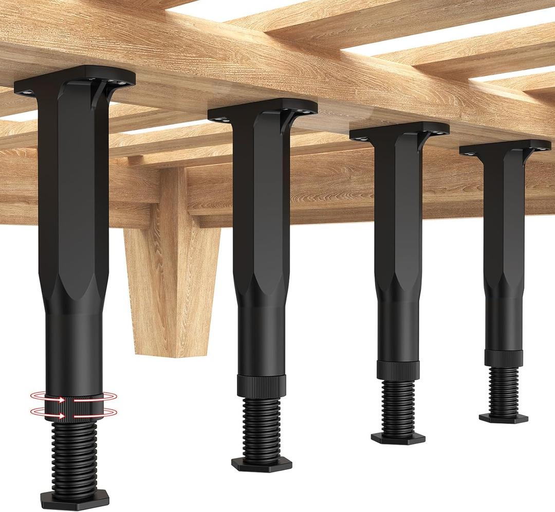 Adjustable Height Bed Support Legs,8.3-14 Inch,Plastic Bed Frame Center Support Leg,Adjustable Furniture Legs for Bed Frame/Bed Center Slat/Furniture,Furniture Feet Replacement (4 pcs)