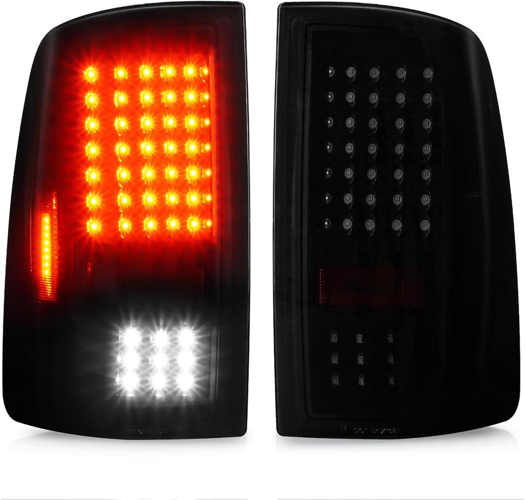 Tail Light for Dodge Ram 1500 2009-2010 for Ram 1500 2500 3500 2011-2018 for Ram 1500 Classic 2019 for Dodge Ram 2500 3500 2010 Rear light Assembly [only fit Factory Halogen Model NOT fit LED version] (Black)