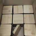 Creahaus 9-Pack Thick Glass Square Candle Jars with Bamboo Lids - 10oz Capacity with Warning Labels - DIY Candle Vessels