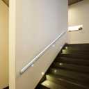 5 FT Handrails Kit for Indoor Outdoor Stairs，Modern Aluminum Handrail Set，1.4" Diameter Bar,Adjustable 304 Stainless Steel Brackets Included，Rust Free. (Anodized Shiny Silver, 5 FT)