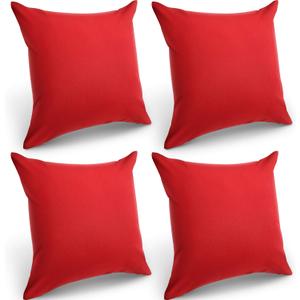Boao 4 Pack Decorative Outdoor Waterproof Throw Pillow Covers Square Patio Balcony Garden Waterproof Cushion Case PU Coating Pillow Shell for Couch Bed Patio Sofa, 18 x 18 Inch (Red)