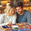 Beautiful Christmas Cityscape 1000 Piece Jigsaw Puzzle, Night Scene Art, Colorful European Town Canal Landscape