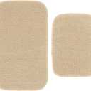 Garland Rug Gramercy Washable Bath Rug – Soft, Plush, Absorbent, Quick-Dry, Durable, 2 Piece Rug Set (17"x24" and 20"x34"), Champagne