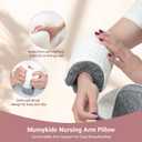 Elevated Nursing Pillow with Arm Pillow, Ergonomic Safety Memory Foam Breastfeeding Pillow, Adjustable Strap, Wider Cushion, Removable Cover & Side Pocket for Breastfeeding & Bottle Feeding