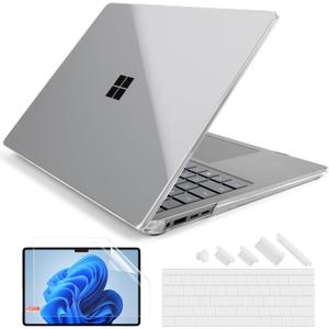 Batianda Premium Crystal Case for Microsoft Surface Laptop 13.8-inch Touchscreen 2024 (7th Edition) Lightweight Durable Scratch-Resistant Easy Install, with Keyboard Cover & Screen Protector, Clear (Transparent)