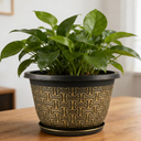 Plant Pots, Flower Pot Outdoor with Drainage Holes & Trays, Retro Antique Imitation Decorative Garden Plastic Planters Pots for Plants Indoor Sets for Houseplants