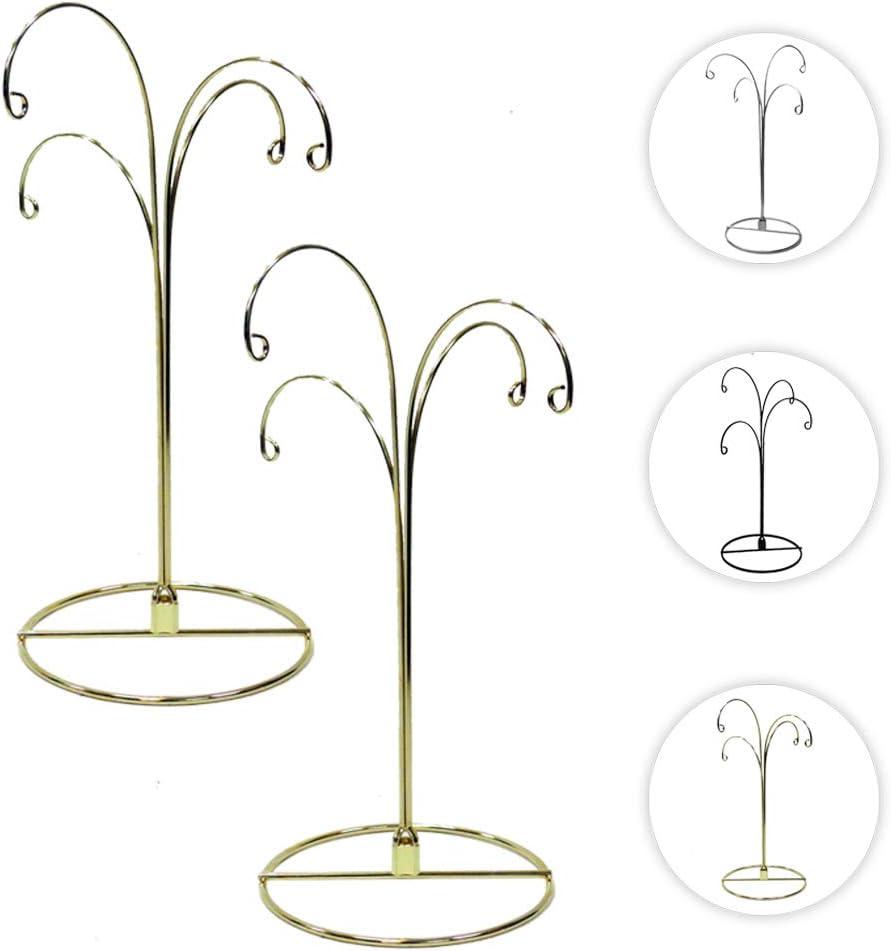 HOHIYA Ornament Display Stand Holder Christmas Hanger Hook Dog Cat Glass Ball Bauble 4 Arms 12inch Gold 2 Pcs