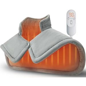 Heating Pad for Neck Shoulders Back, Weighted Heated Wrap, Electric Neck Shoulder Heating Pads 6 Heat Settings 4 Auto-Off,Mothers Day Gifts for Mom, Anniversary Birthday Gifts for Women Men Dad, Grey