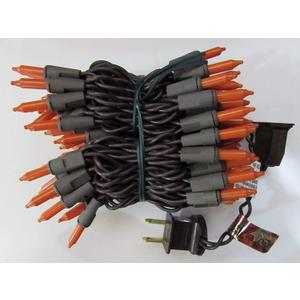 Holiday Pride 100 Count Brown Wire String Lights - 100 Orange Mini Lights with Brown Wire (22.5 Ft) - Indoor/Outdoor Use - UL Listed