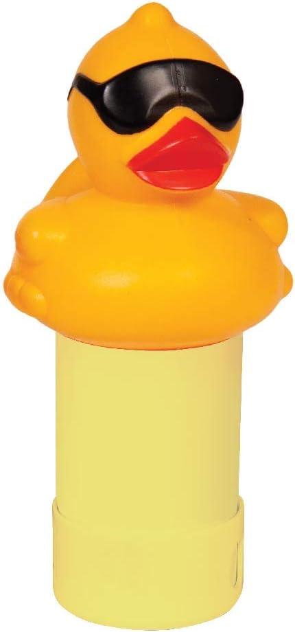 GAME Solar Light-Up Floating Pool Chlorine Dispenser Derby Duck Design, Adjustable Control Ring, Holds Up to 3 x 1 Chlorine Tablets, for Above-Ground & In-Ground Pools