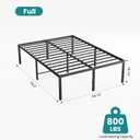 OLIXIS Full Bed Frame, Heavy Duty Sturdy 16 Inch Metal Platform Bed with Storage Space, Enhanced Stability & Noise-Free, No Box Spring Needed, Easy Assembly