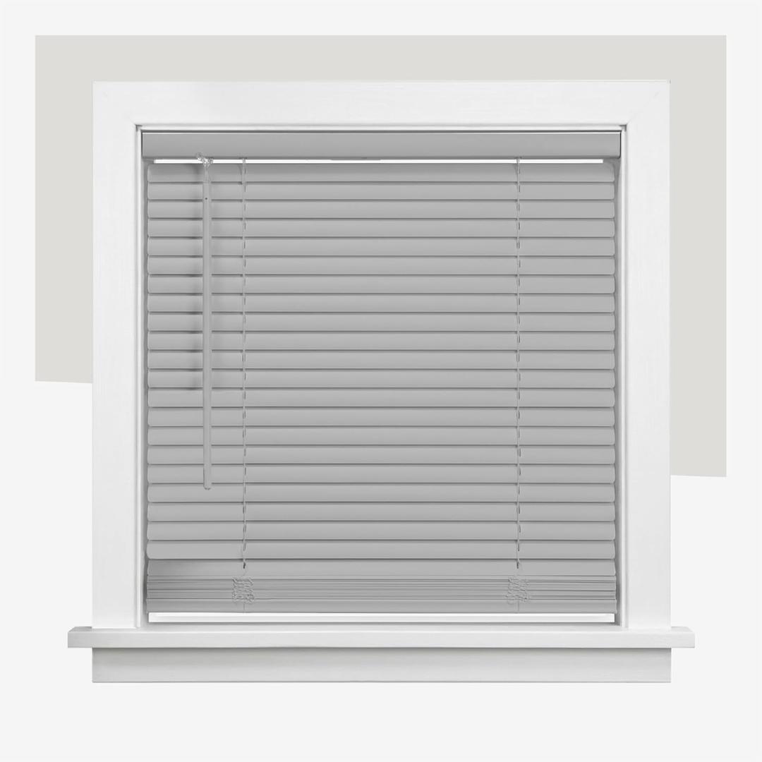 CHICOLOGY Cordless Mini Blinds for Indoor Windows, 24" W x 36" H, Gray Vinyl 1" Slats with Tilt Wand, Light Filtering to Room Darkening, Moisture-Resistant, Child-Safe, Screw-Mount Installation