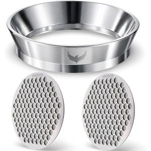 58mm Puck Screen and Dosing Funnel Set, Magnetic Stainless Steel Espresso Portafilter Funnel with 2 Coffee Filter Screens 58.3mm, Barista Accessories Kit