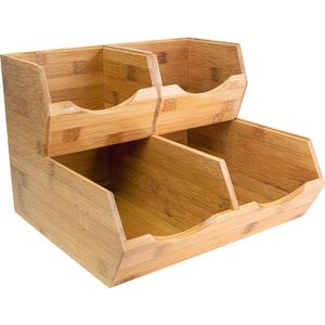 HOMESTEAD Bamboo Pantry Storage Bins Potato & Onion Storage Bin for Pantry Organizers, Produce Organizer Set of 3 Slide out Bin Access
