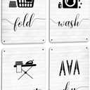Drsoum Laundry Room Wall Metal Signs Art Wash Dry Fold Repeat Signs Funny Farmhouse Rustic Decor 12x8 inch