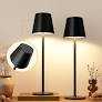 Kakanuo Cordless Table Lamp, 3 Color Stepless Dimming, 5000mAh Rechargeable Battery Powered, Outdoor LED Lamps, for Dining Room, Living Room, Bedroom, Bar, Cafe, Restaurant, Patio, Camping - Black