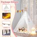 8 Pack Teepee Tent for Kids with Lights, Cotton Indoor Play Teepee with Pompom for Girls & Boys, Sleepover Tents for Boho Slumber Spa Party, 17 inches x 7 inches x 8 inches