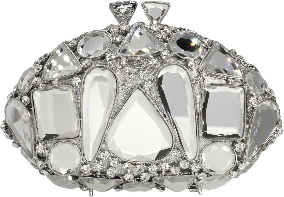 Stones Clutch Women Luxury Crystal Evening Bag Rhinestone Evening Bag for Party and Wedding Unique Evening Bags (Silver)