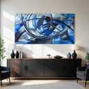 Abstract Wall Art Decor Modern Wall Art Pictures for Living Room Abstract Canvas Art Wall Decor Large Blue Wall Art Prints Artwork for Walls Black and White Wall Art Decor Home Office Decor 24" X 48"