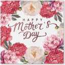WRAPAHOLIC 50Pcs Mother's Day Napkins - Disposable 3-Ply Paper Luncheon Napkin, Floral Happy Mother's Day - 6.5 x 6.5 In